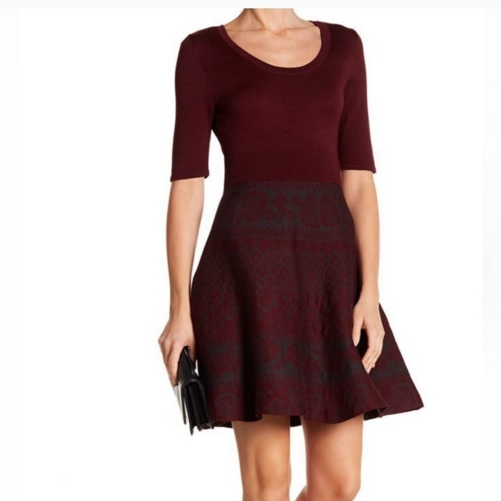 Nina Leonard Fit and Flare Sweater Mini Dress Size XS